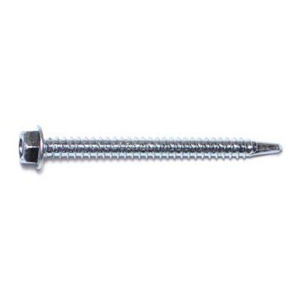Midwest Fastener Self-Drilling Screw, #12 x 2-1/2 in, Zinc Plated Steel Hex Head Hex Drive, 100 PK 03303